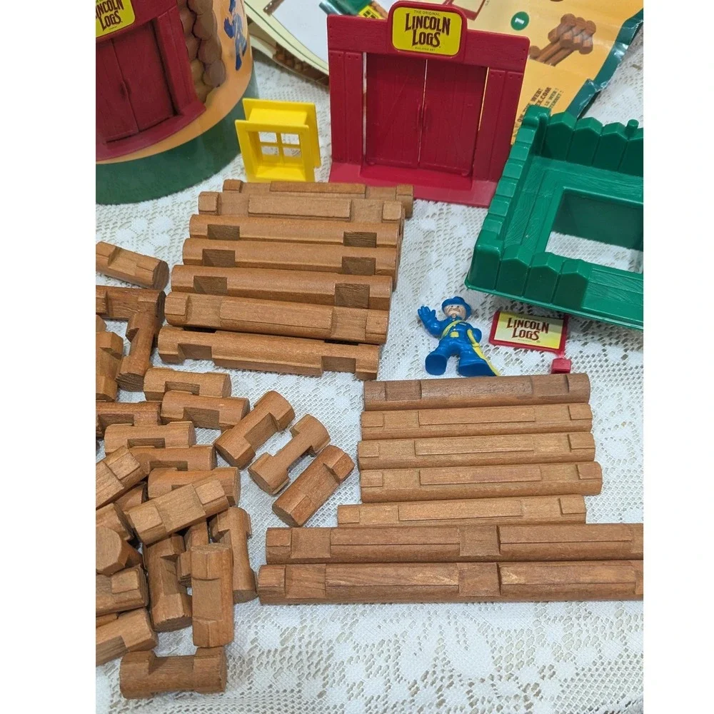 Lincoln Logs Fort Hudson Wood Building Set 70 Pcs Brown 00913 2008 Complete Set